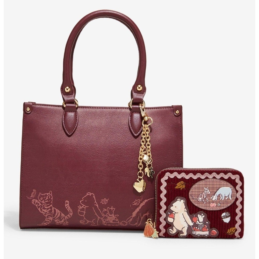Disney Winnie The Pooh Autumn Harvest Charms Crossbody Bag With Patchwork WALLET